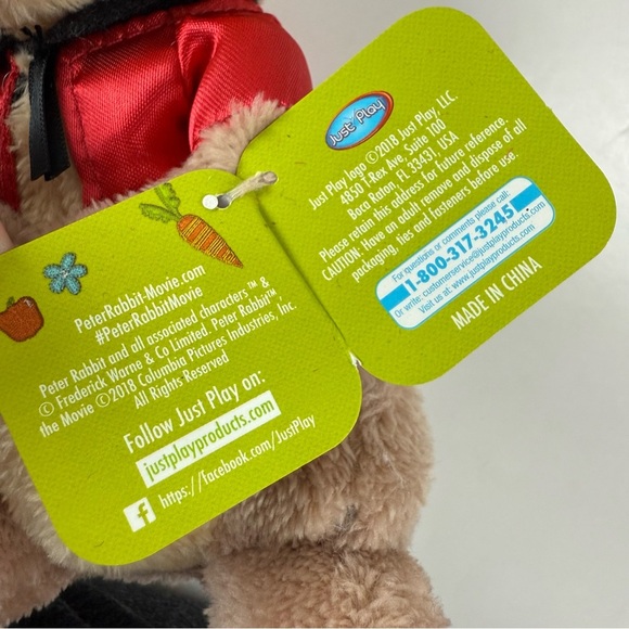 Peter Rabbit Flopsy Plush Stuffed Animal Just Play Movie Official 8" Toy NWT - Picture 8 of 11